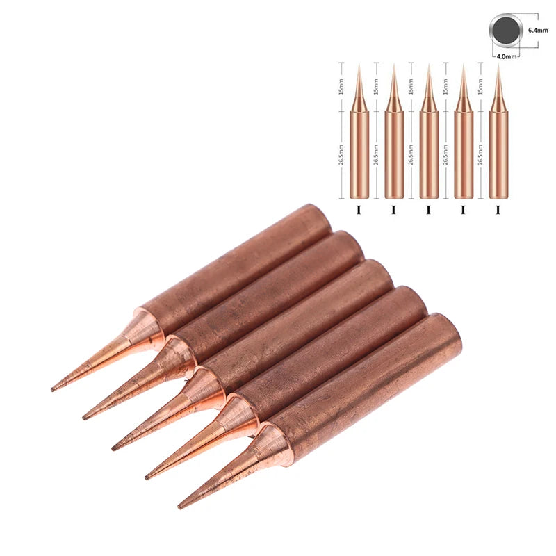 5pcs Solder Iron Tips Set Welding Accessories Lead-free Pure Copper 900M-T-B For Soldering Station Replace Peaceful Pleasures Health and Wellness A1
