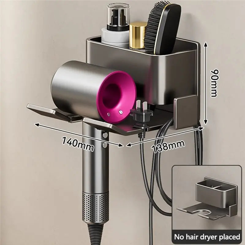 Y51A-No-Drill Hair Dryer Holder, Wall-Mounted Bathroom Organizer For Electric Blow Dryers- Easy Installation Included Peaceful Pleasures Health and Wellness
