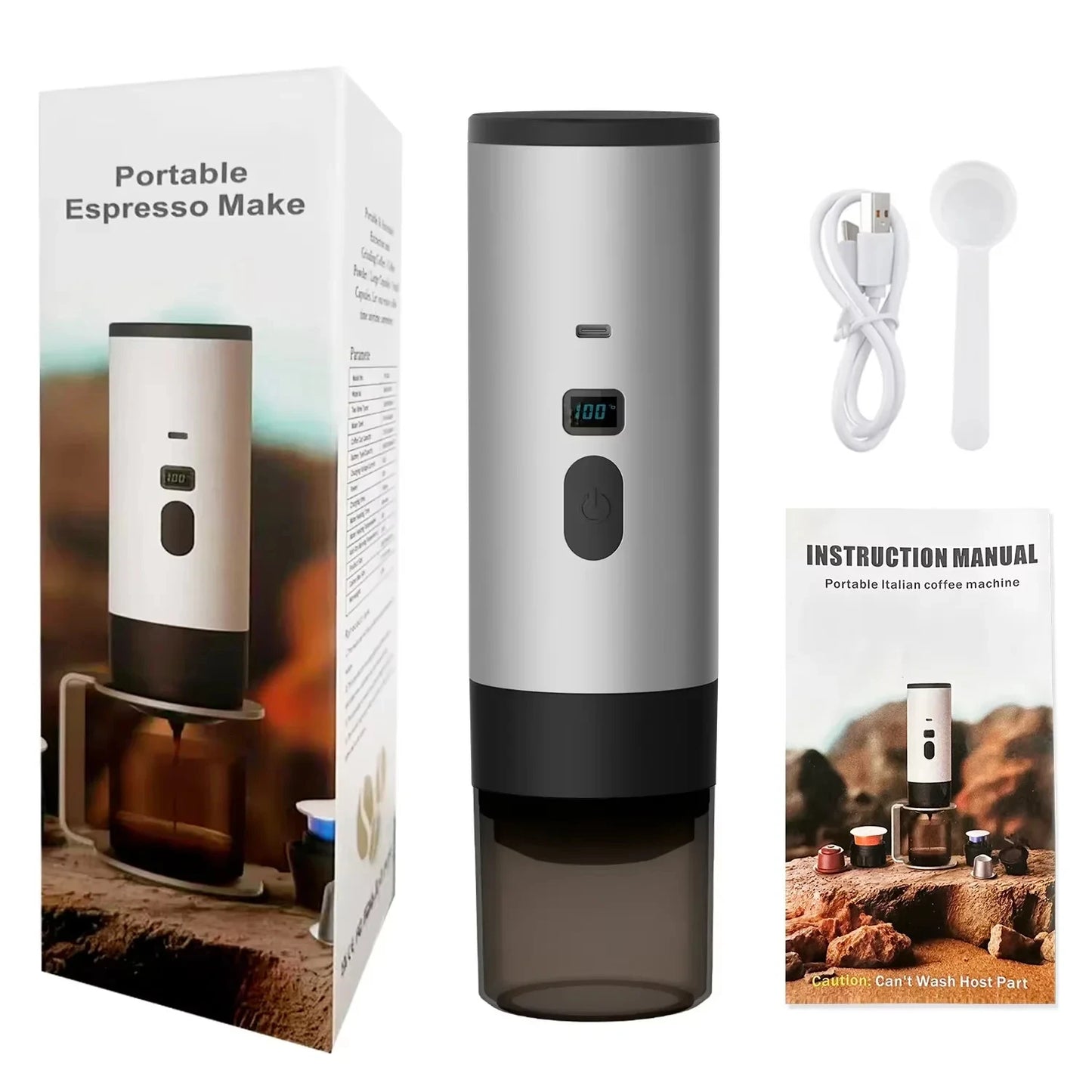 HOMEFISH Portable Wireless Capsule Coffee Machine 15BAR 3-in-1 Portable Espresso Machine Peaceful Pleasures Health and Wellness Light gray