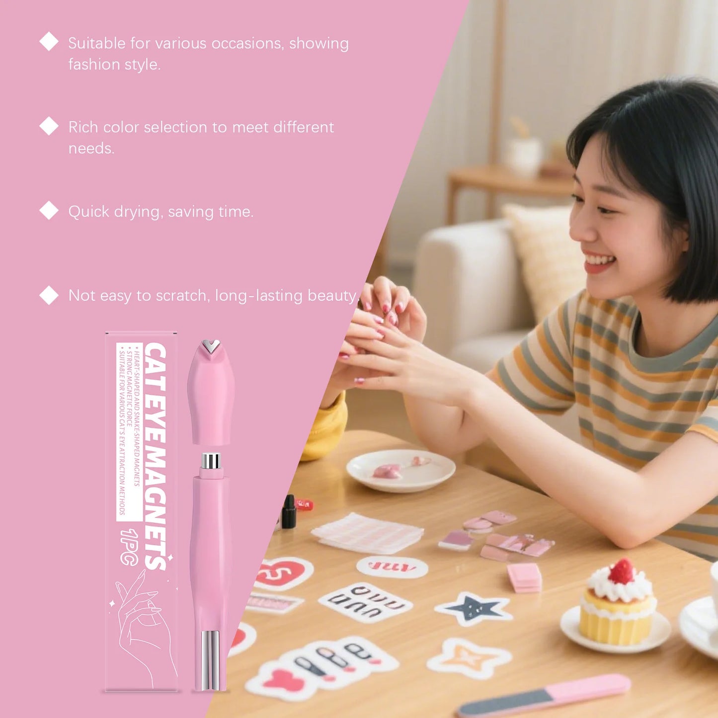 DIY Nail Magnet Stick Easy Control Create Diverse Nail Cat Eye Heart Styles Professional Design Cat Eye Nail Art Magnetic Tool Peaceful Pleasures Health and Wellness