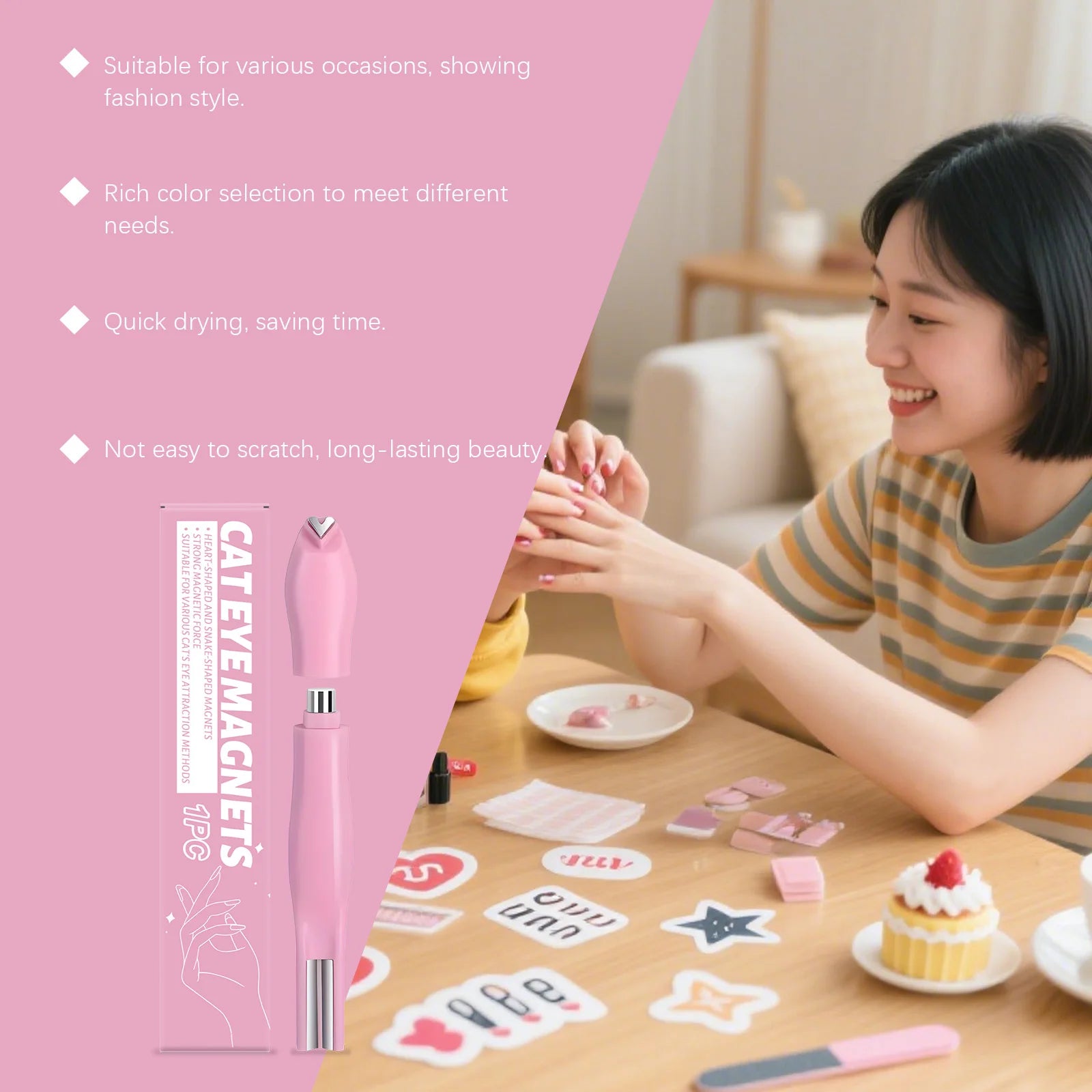 DIY Nail Magnet Stick Easy Control Create Diverse Nail Cat Eye Heart Styles Professional Design Cat Eye Nail Art Magnetic Tool Peaceful Pleasures Health and Wellness