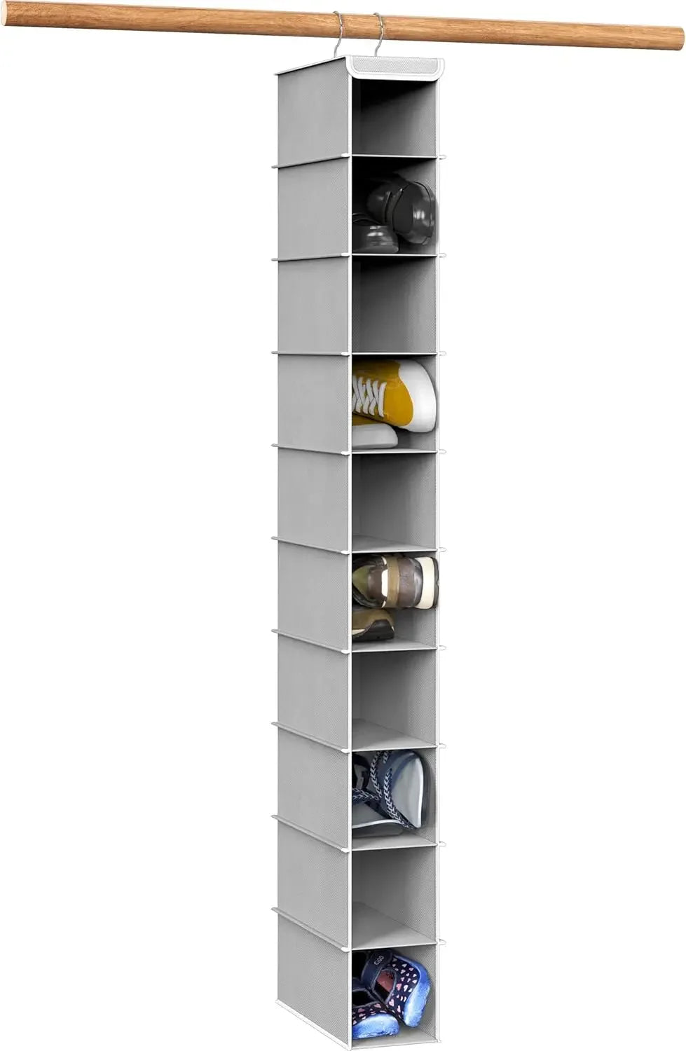 10-Tier Hanging Shoe Organizer for Closet, Grey - Maximize Space, Durable & Foldable Peaceful Pleasures Health and Wellness United States