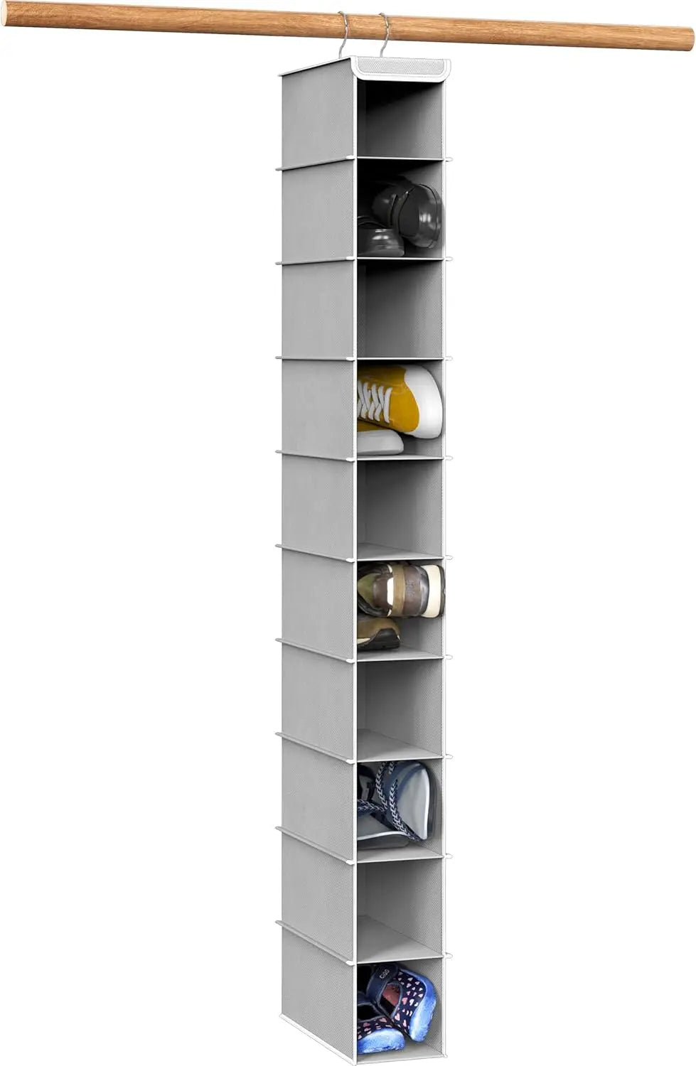 10-Tier Hanging Shoe Organizer for Closet – Grey, Foldable Peaceful Pleasures Health and Wellness United States
