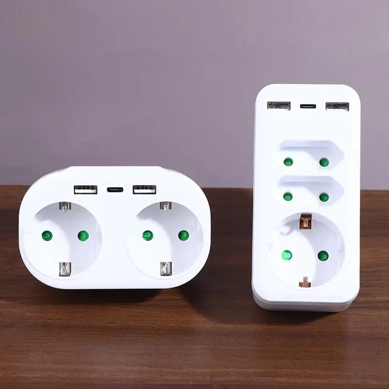 16A Plug Adapter Travel Charging German Standard Power Converter For Portugal Turkey 1 To 3 Plug EU Socket Adapter With Switch Peaceful Pleasures Health and Wellness