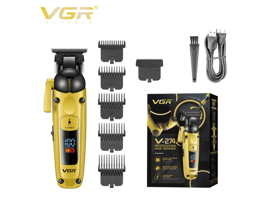 VGR high-end men's household electric hair clipper with intelligent digital display and 7000 RPM new electric push shear V-274 Peaceful Pleasures Health and Wellness USB