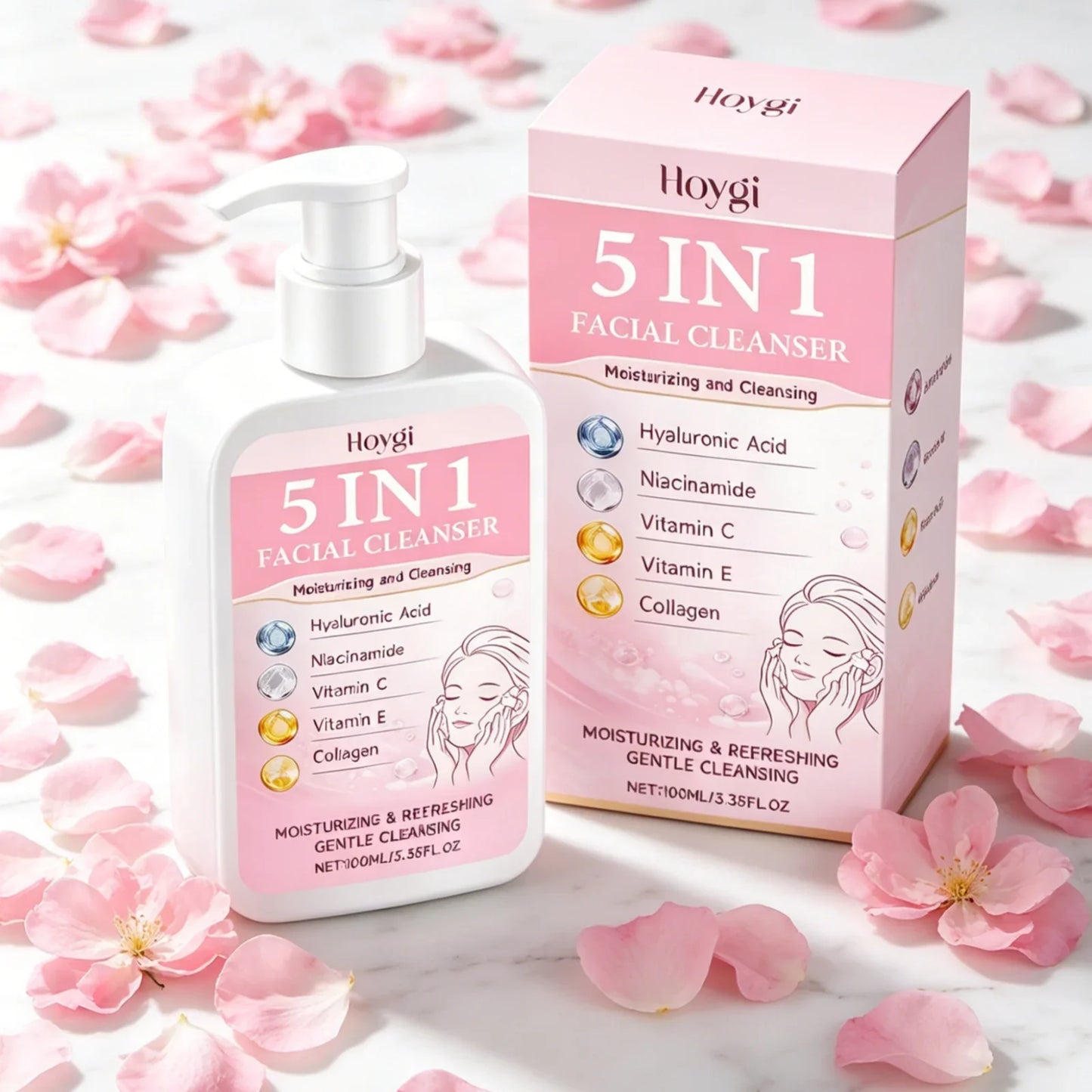 Hoygi 5-in-1 Facial Cleanser – Oil Control & Brightening Foam