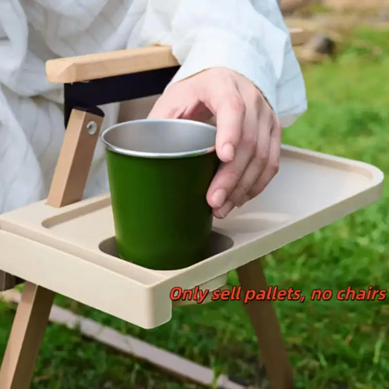 Universal Folding Camping Chair Side Tray Cup Holder for Outdoor Recliner Storage Organizer Portable Picnic Beach Accessory Peaceful Pleasures Health and Wellness