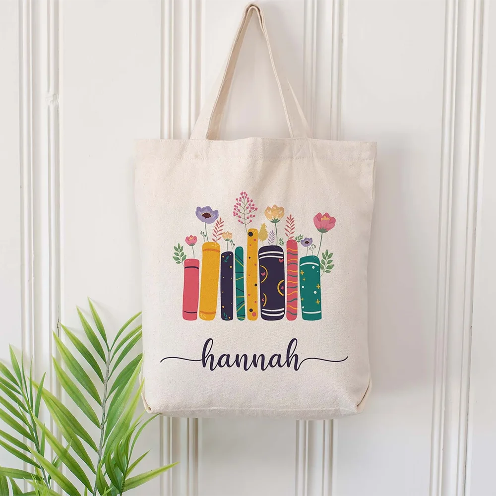 Custom Library Canvas Tote Bag | Personalized Book Bag Gift