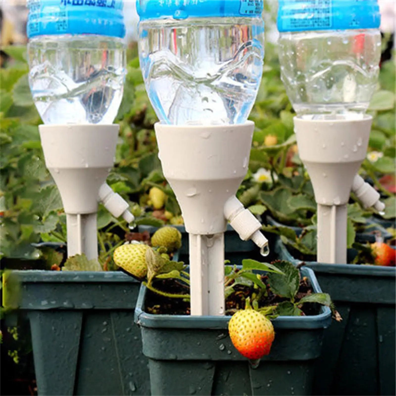 Plant Watering Spikes 3 Pieces Automatic Irrigation Dripper Bottle Plant Waterer with Control Valve for Indoor Outdoor Home Peaceful Pleasures Health and Wellness