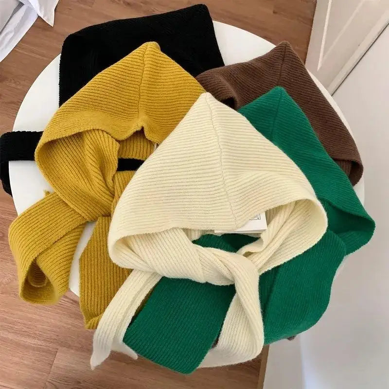 Women's Bonnet Balaclava Hat & Scarf Set | Korean Beanie Warmer