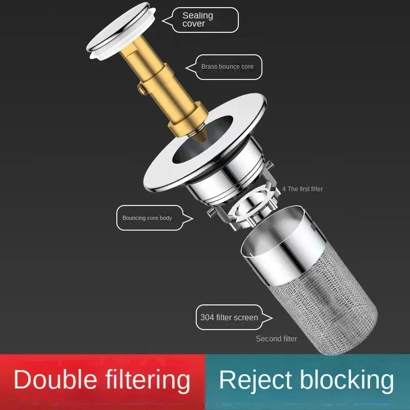 Stainless Steel Pop-Up Drain Stopper | Hair Catcher & Odor Guard