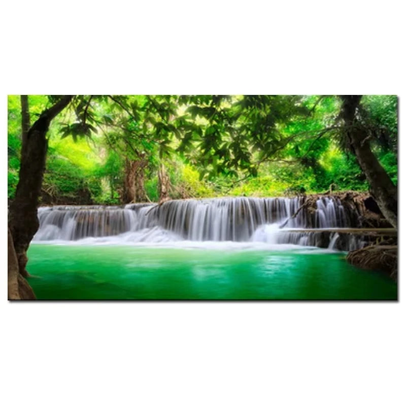 Nature Landscape Canvas Wall Art – Sunshine Forest Lake Print