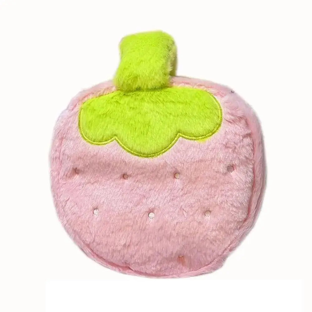 Plush Strawberry Makeup Bag | Large Travel Cosmetic Organizer
