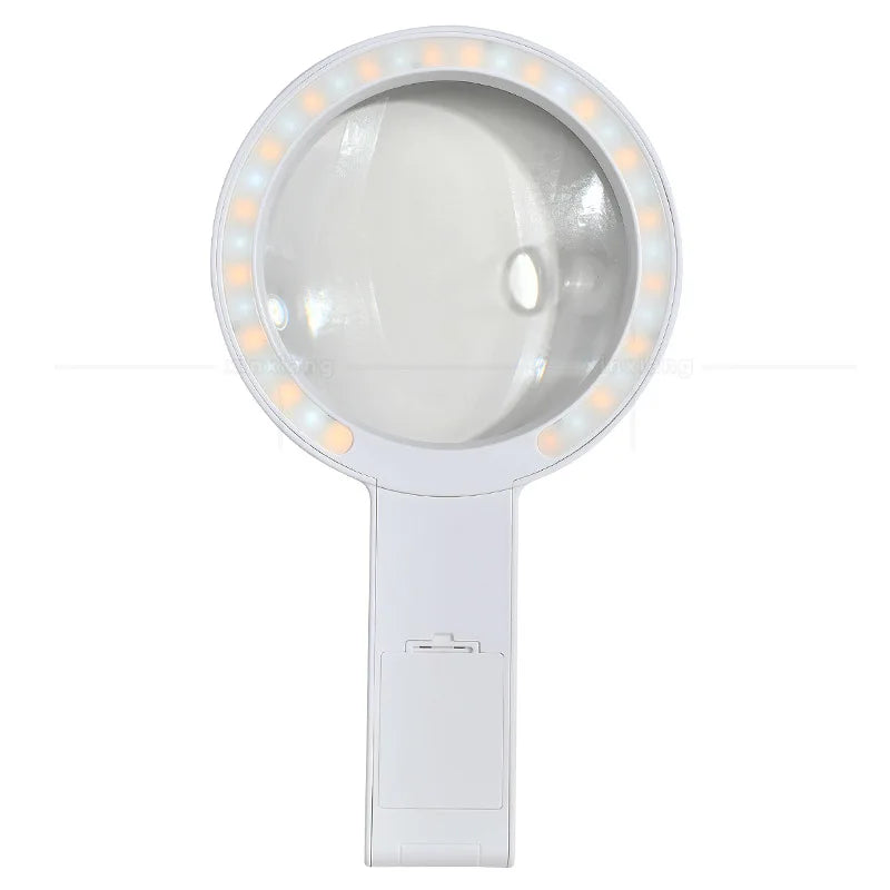 Handheld Charging 34 Led Heating and Cooling Lights with Adjustable Brightness 135Mm Desktop Magnifying Glass for Reading Peaceful Pleasures Health and Wellness