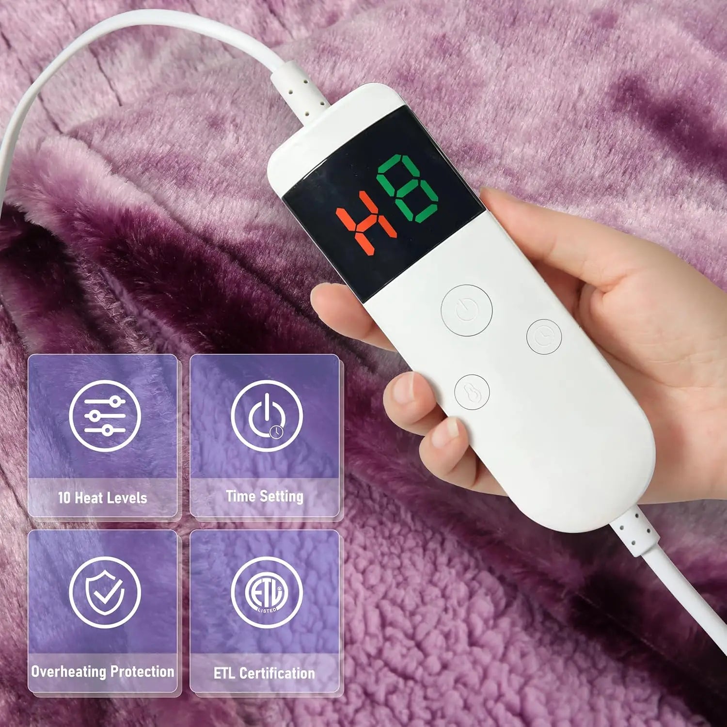 Electric Heated Blanket Twin Size – Flannel Sherpa, 10 Heat Settings & Auto-Off Timer Electric Heated Blanket Peaceful Pleasures Health and Wellness