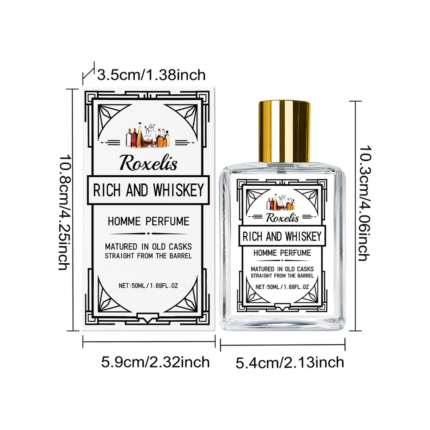 Roxelis 50ml Whisky Men's Cologne | Woody Vanilla EDC Perfume