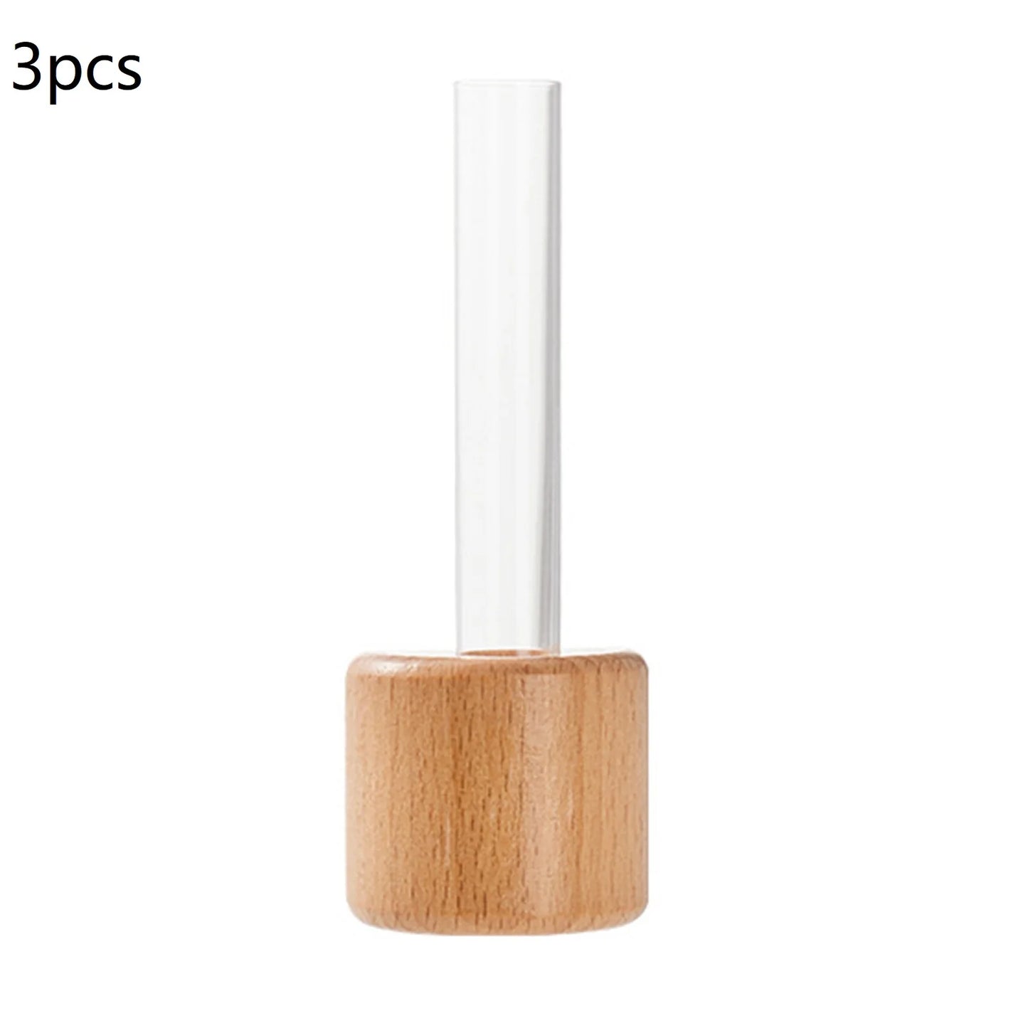 Mini Test Tube Glass Vase Wooden Magnetic DIY Hydroponic Plant Flower Arrangement Ornament Container Hanging Bonsai Decorating Peaceful Pleasures Health and Wellness 3pcs