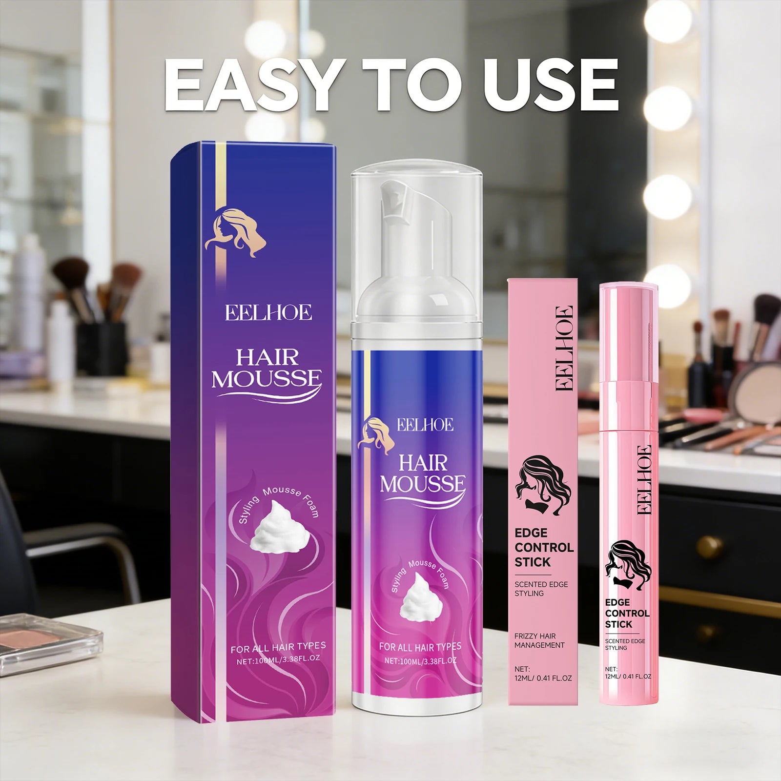 Hair Styling Mousse Moisturizing Long-Lasting Styling Natural Hair Wig Hairstyle Reduce Hair Fragmentation Hairdressing Wig Care Peaceful Pleasures Health and Wellness