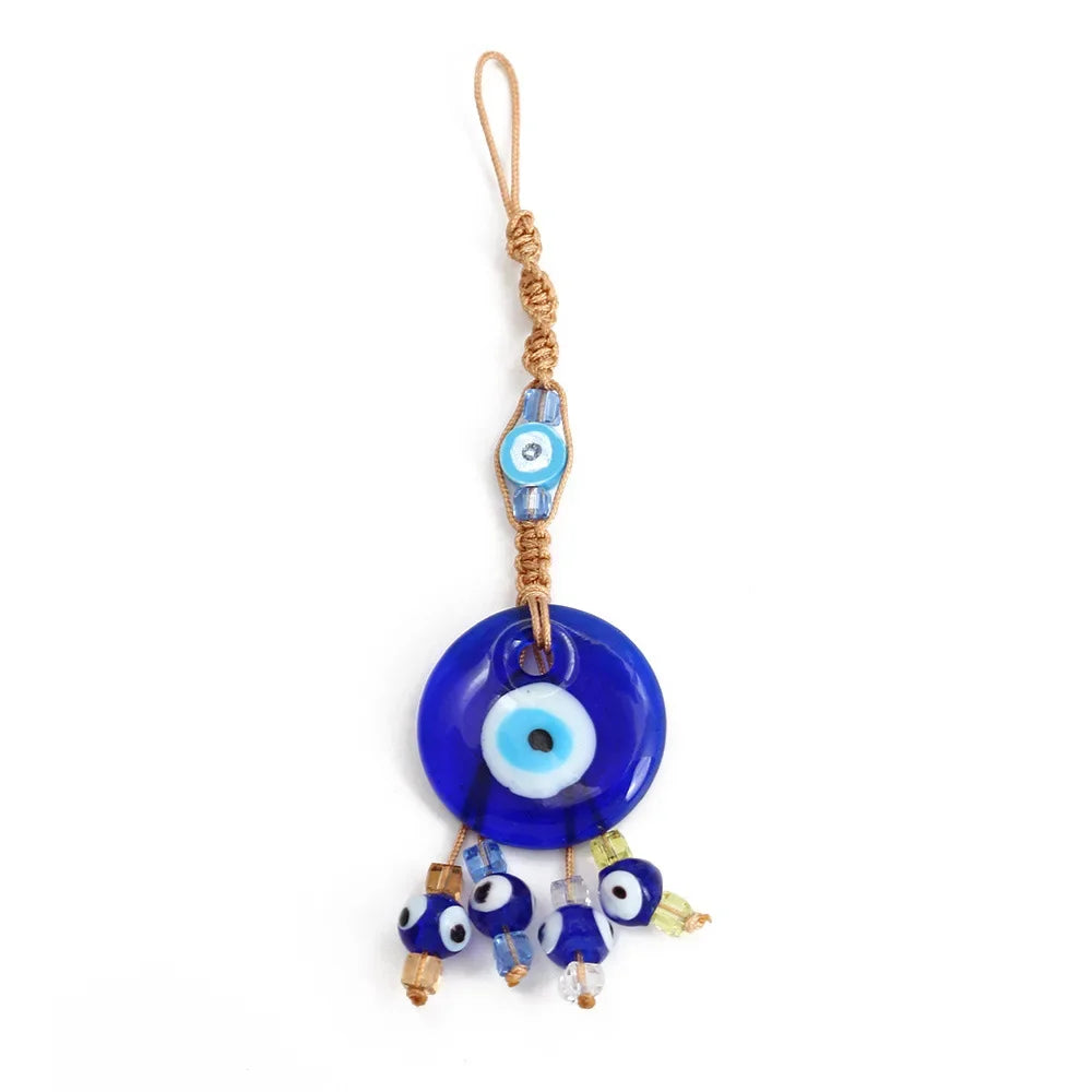 Evil Eye Charm Protection Tassel Crystals Feng Shui Car Room Decor Turkish Blue Eye Retro Glass Pendant Home Decor Gifts nordic Peaceful Pleasures Health and Wellness BE455BU00