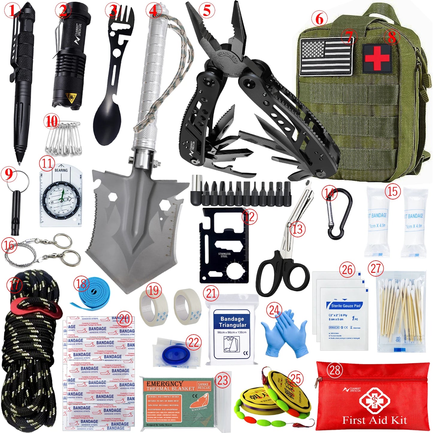 Car Survival First Aid Kit Full Set Molle Outdoor Gear Emergency Kits Camping Hiking Trauma Bag First Aid Kit Outdoor IFAK Edc Peaceful Pleasures Health and Wellness army green