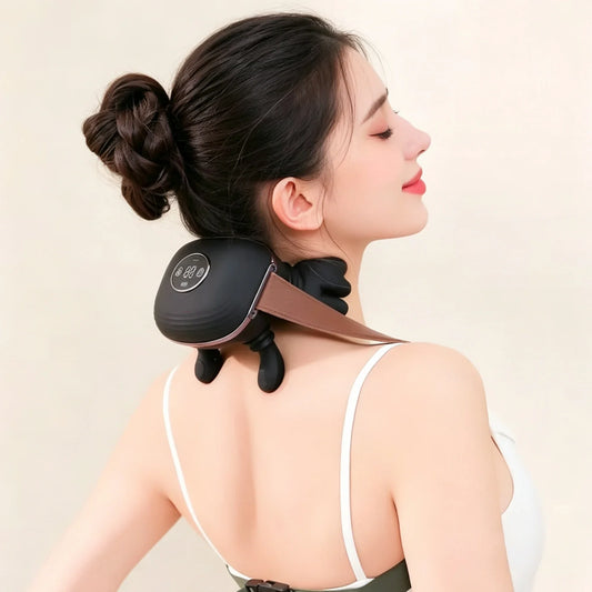 LCD Display Neck Shoulder Massager Simulated Hand Kneading Cervical Spine Massager Relax Trapezius Muscle Full Body Massage Peaceful Pleasures Health and Wellness