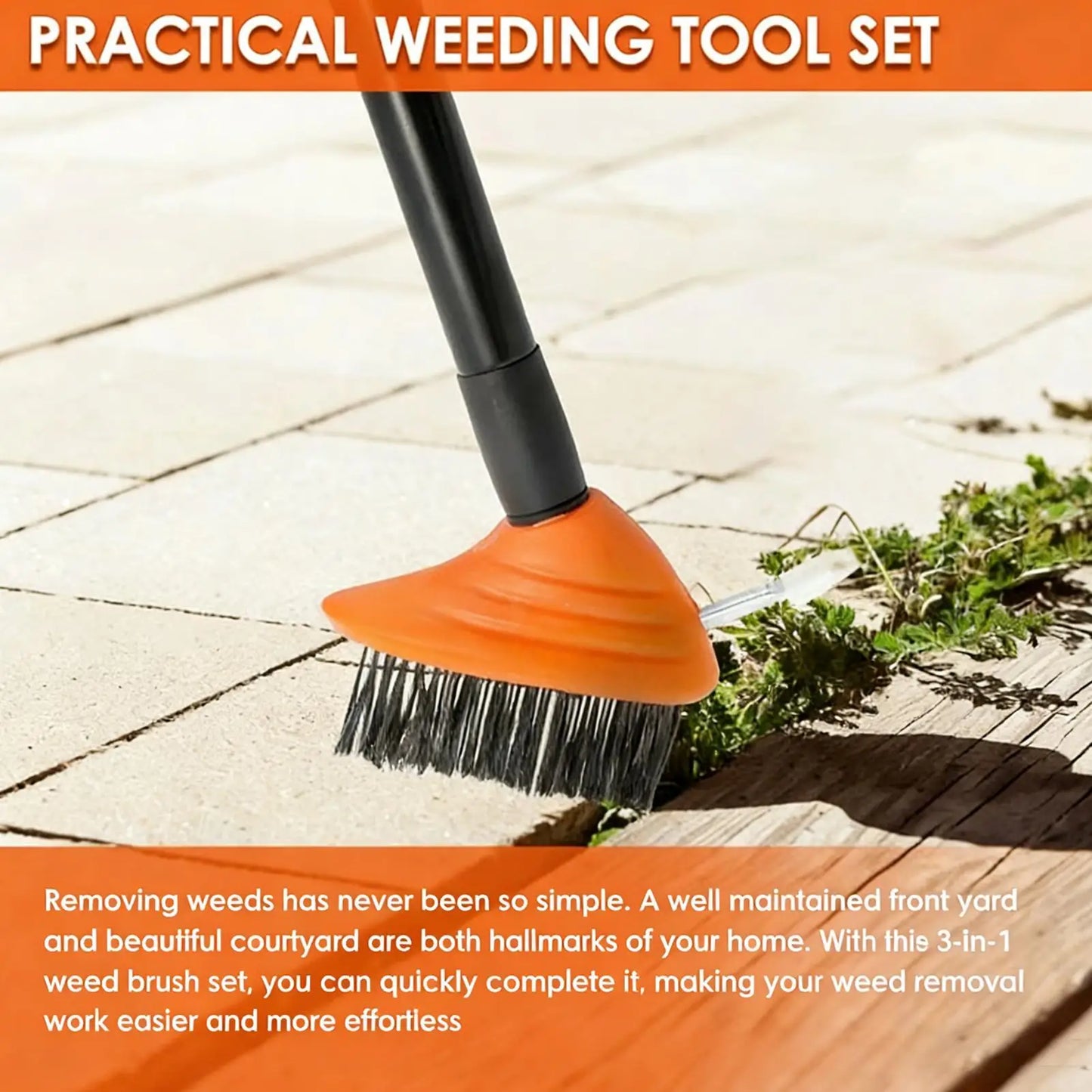 Crack & Crevice Grass Remover Tool Kit – Lawn & Driveway Brush Lawn Weeding Tool Peaceful Pleasures Health and Wellness