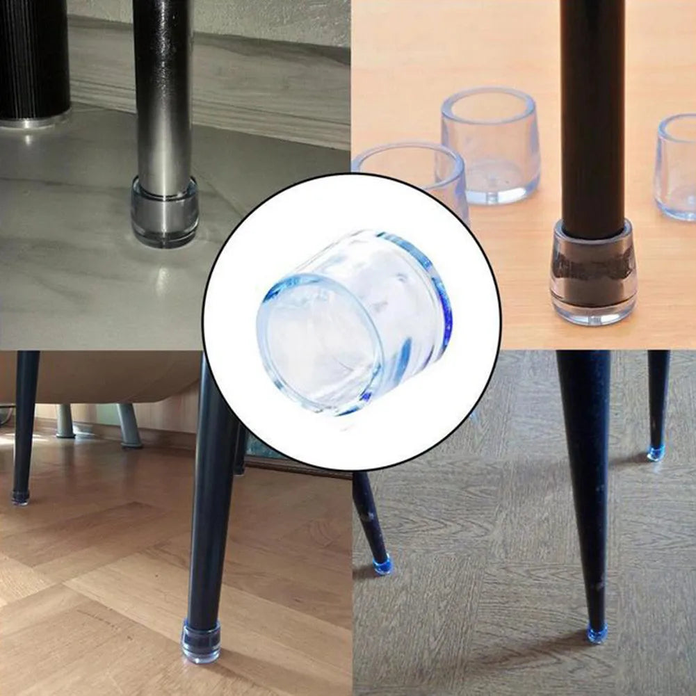 Furniture Leg Foot Protector Transparent White PVC Wear-resistant Cap