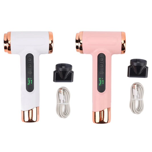 Hair Blow Dryer 200W 15000mAh Portable Hair Dryer USB Rechargeable Multi Modes Lightweight Fast Drying with Nozzle for Travel Peaceful Pleasures Health and Wellness