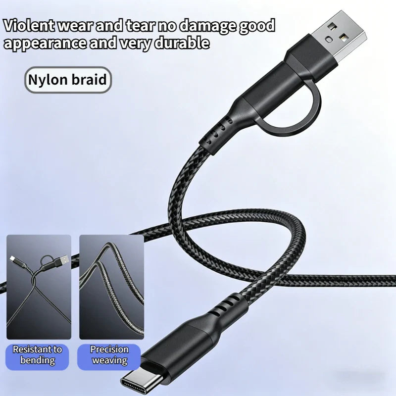 60W USB-C to C 2-in-1 Fast Charging Cable – Phones & Tablets