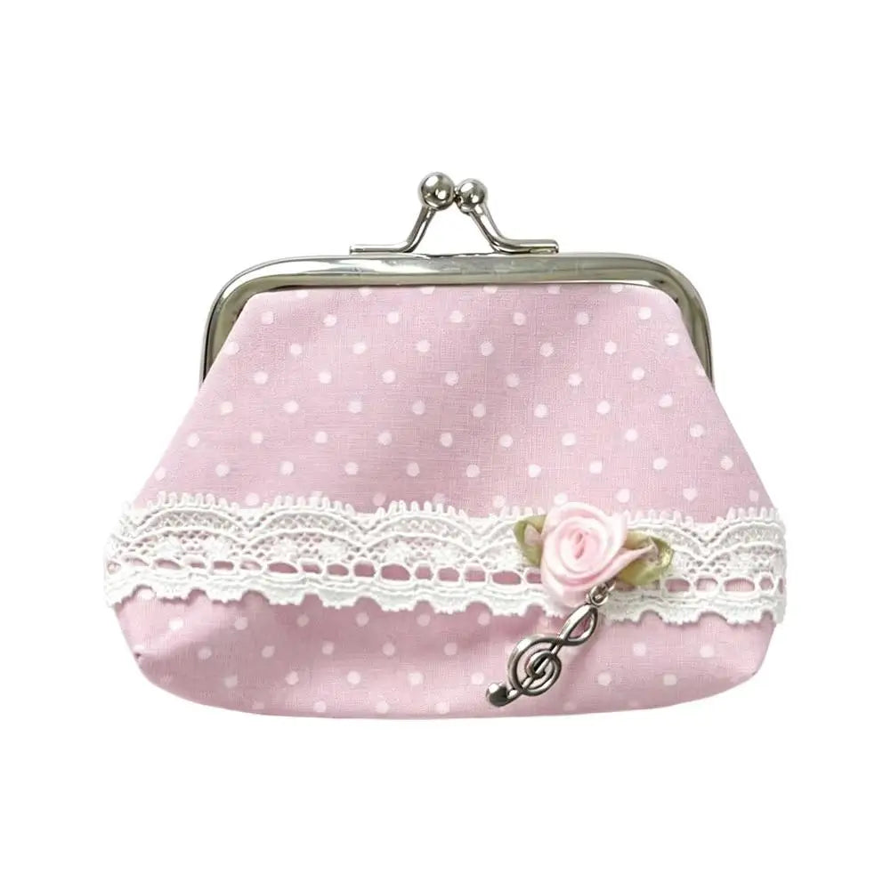 Polka Point Small Wallet Fashion Feast Party Handbag Portable Clutch Bag Mini Coin Purse Cosmetics Earphones Storage Bag Peaceful Pleasures Health and Wellness C