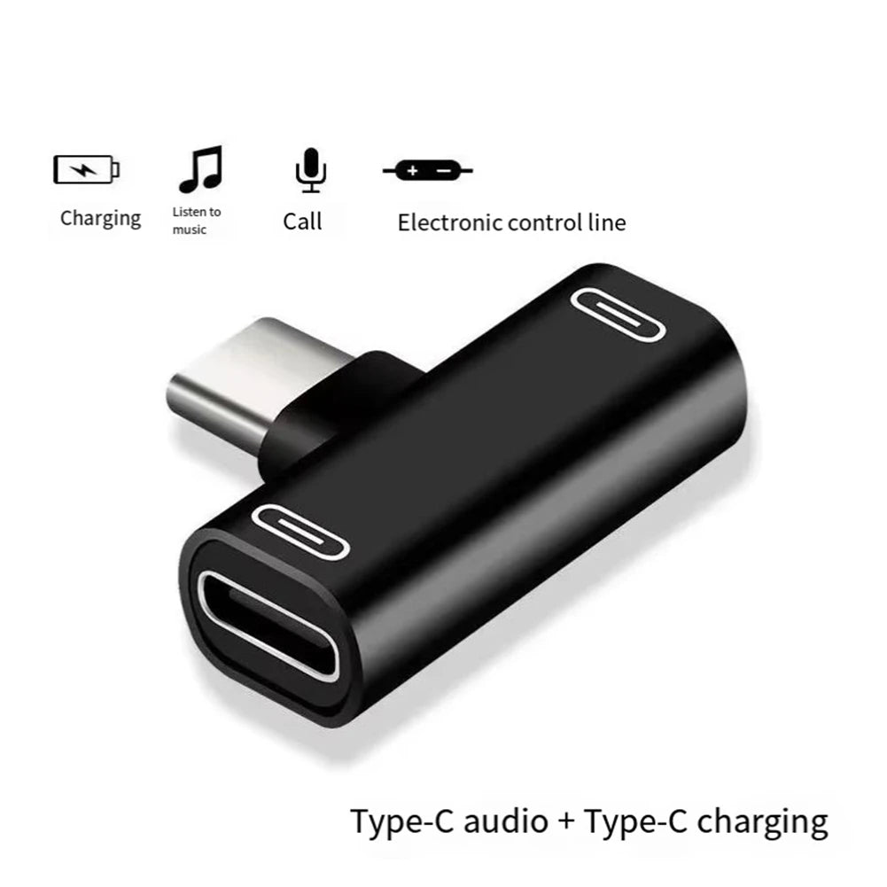 (ABDH) 3 in 1 Double Type-C Adapter Type-C Charge Cable Charger Earphone Converter for Smartphones Headphone Adapter Red Peaceful Pleasures Health and Wellness
