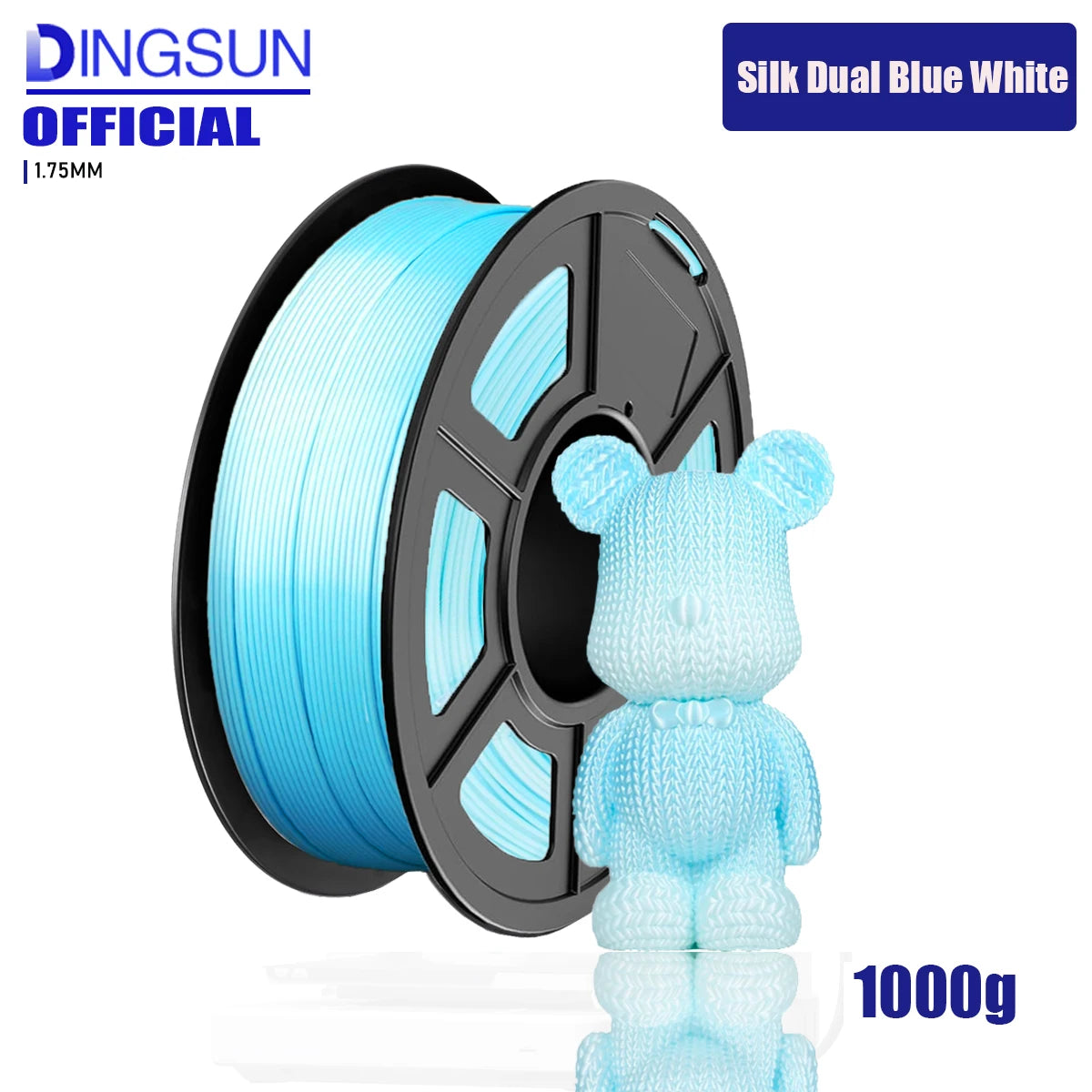 Silk Gradient PLA+ Filament 1.75mm Blue White | DINGSUN 3D