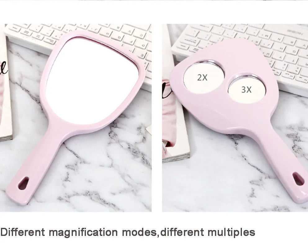 Double-Sided Handheld Makeup Mirror – 2x & 3x Magnification