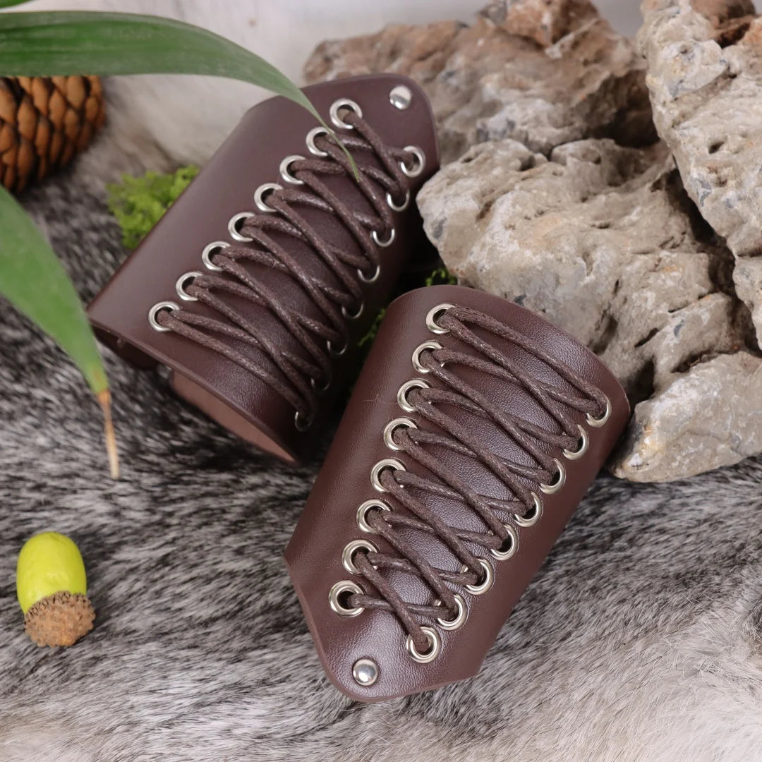 Medieval PU Leather Gauntlet Wristband Arm Bracers Punk Bracer Wrist