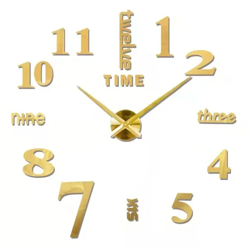 2026 Modern Design Large Wall Clock 3D DIY Quartz Clocks Fashion Watches Acrylic Mirror Stickers Living Room Home Decor Horloge Peaceful Pleasures Health and Wellness 018 Gold 3D Diameter100-130CM