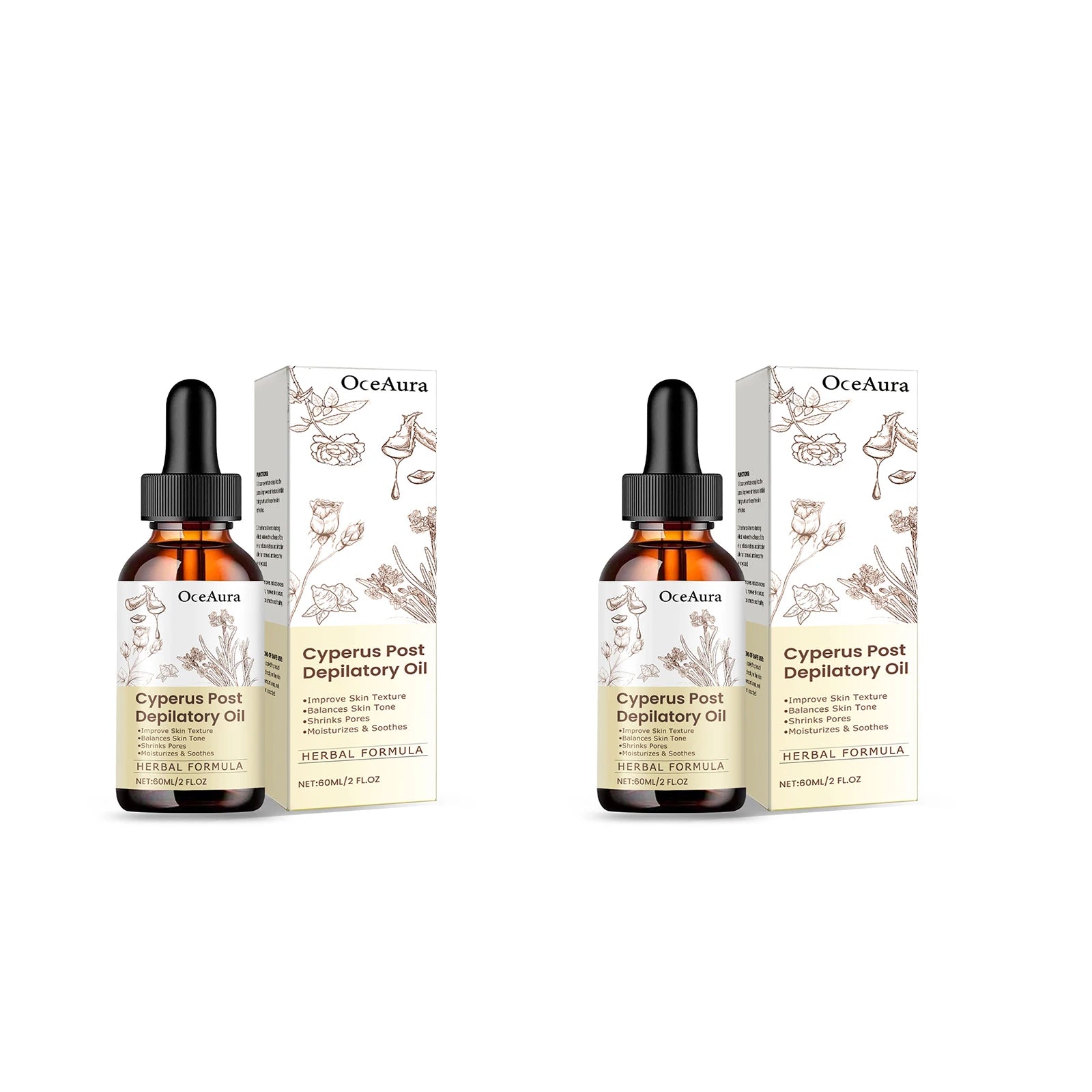 Cyperus Post Depilatory Oil for Hair Removal Hydrating Smoothing Armpit Legs Arms Body Hair Growth Inhibition Soothing Body Oil Peaceful Pleasures Health and Wellness 120ml boxed
