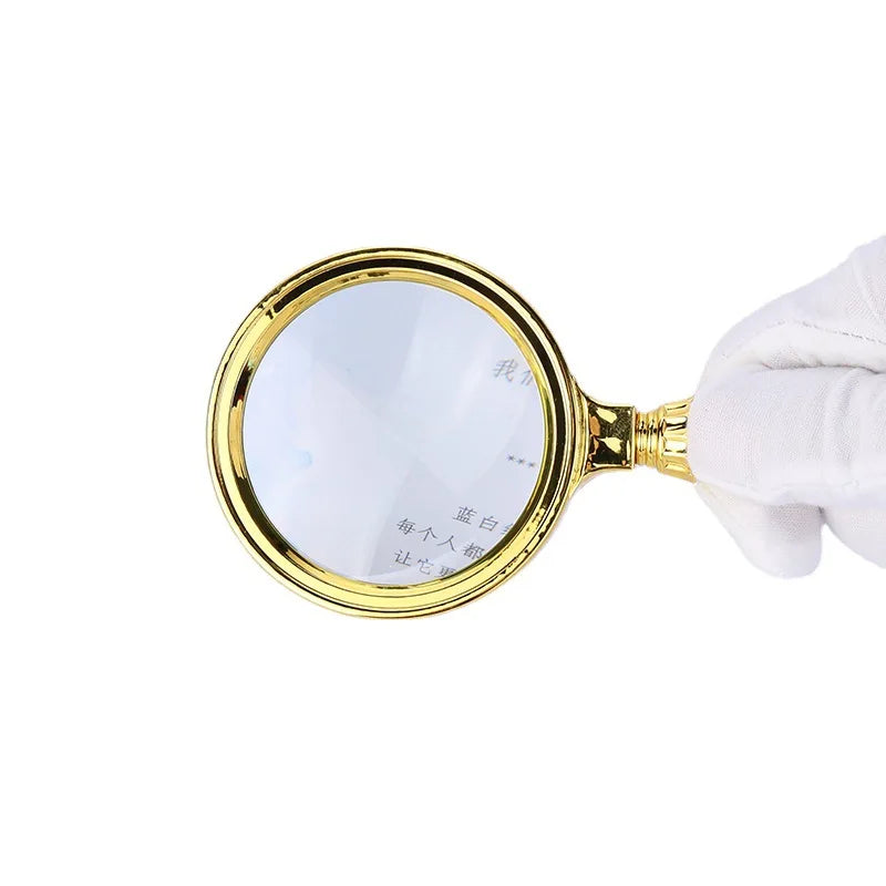 High Magnification Full Gold Gift Magnifying Glass Handle Reading Loupe Can Be Attached and Detached with Keychain Function Peaceful Pleasures Health and Wellness