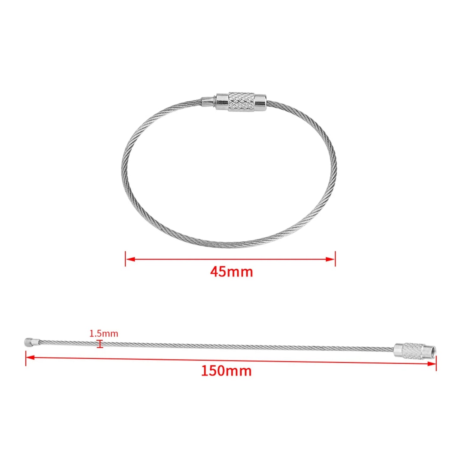 Bag Stainless Steel Wire Keychains Cable Rope Key Ring Screw Locking