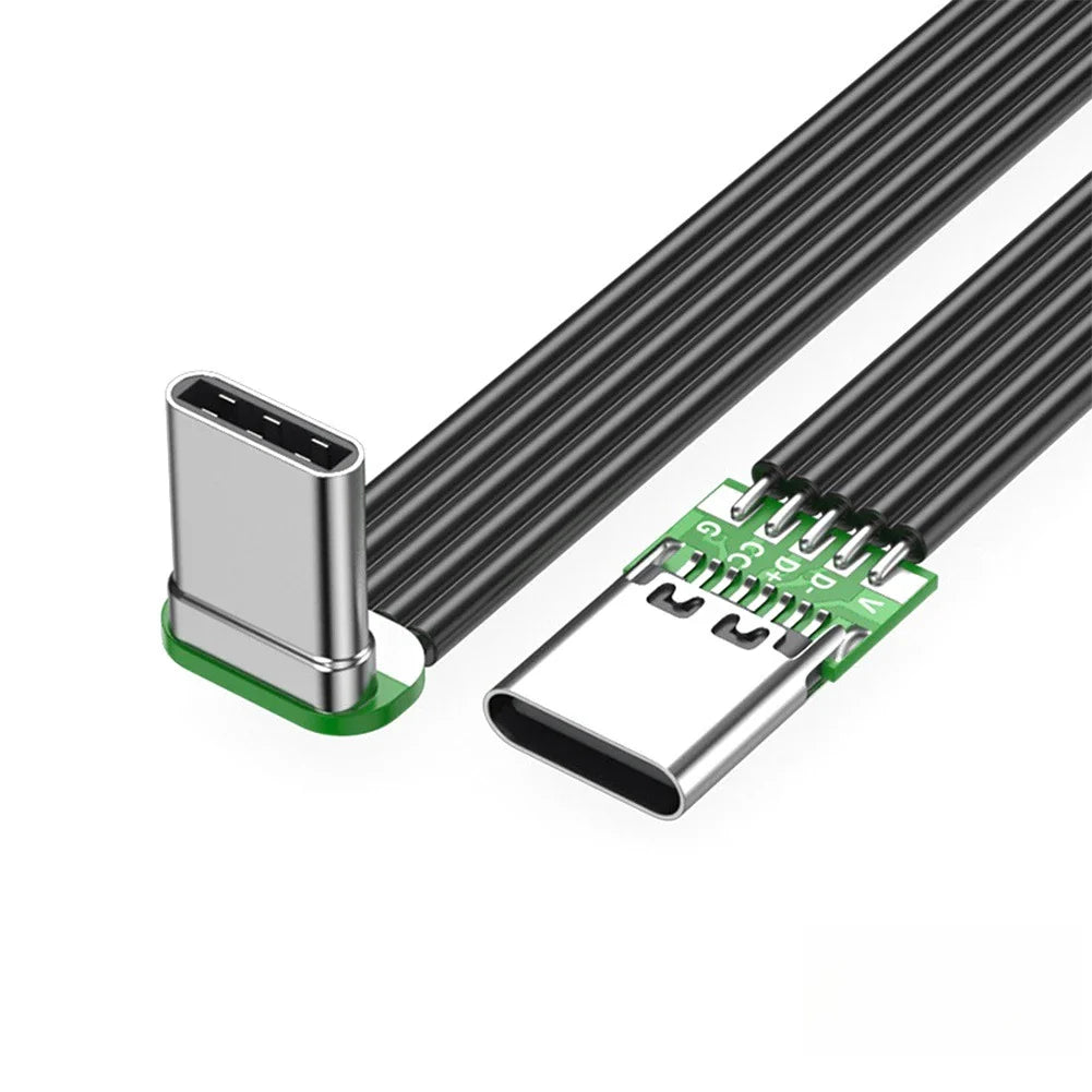 90° Angled Flat Silicone USB-C Cable | 65W Fast Charging