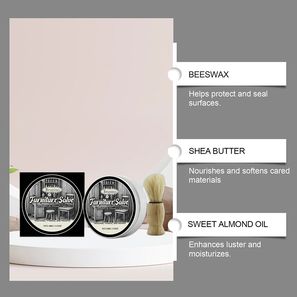 Leather Conditioner And Restorer For Sofas 100% Natural & Safe Beeswax Formulas Scuffed Hardwood Floor Touch-Up Cream Peaceful Pleasures Health and Wellness