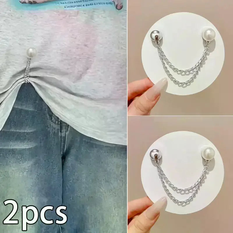 Magnetic Jean Buttons – Metal Clothing Clips with Chain (2pcs)