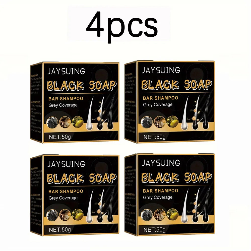 Polygonum Multiflorum Black Hair Soap Darkening Shampoo Bar Repair Gray White Color Dye Face Hair Body Shampoo For Man Women Peaceful Pleasures Health and Wellness 4pcs