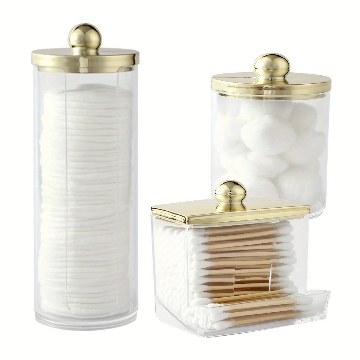 2/3 Pcs Cotton Pad Holder, Bathroom Makeup Organizers Containers for Cotton Ball/Cotton Swab/Cotton Round Pads/Floss/Hair Ties Peaceful Pleasures Health and Wellness