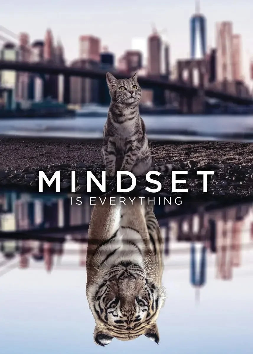 Mindset Is Everything Canvas Wall Art | Lion Wolf Tiger Poster