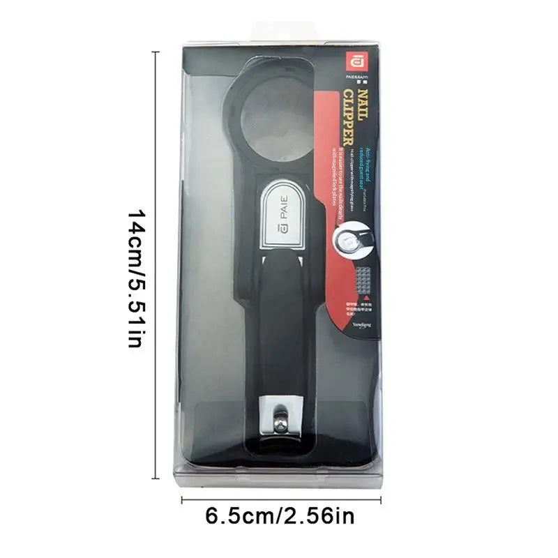 Nail Clipper With Magnifying Glass The Elderly Practical Stainless Steel Nail Clipper Anti-splash Beauty Big Clipper Tool Gifts Peaceful Pleasures Health and Wellness Black PVC PAIE