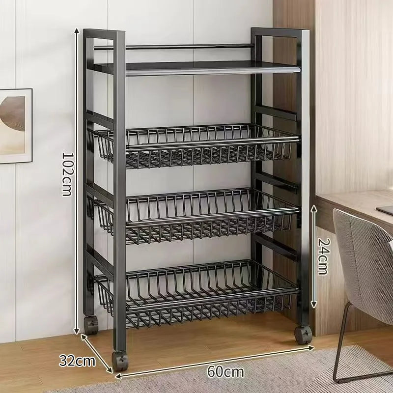 Sturdy Space Saving Heavy Duty Thickened Mesh Basket Kitchen Storage Rack For Vegetable and Fruit Organizer For Dorm Home Use Peaceful Pleasures Health and Wellness Signle 4 Layer C 60