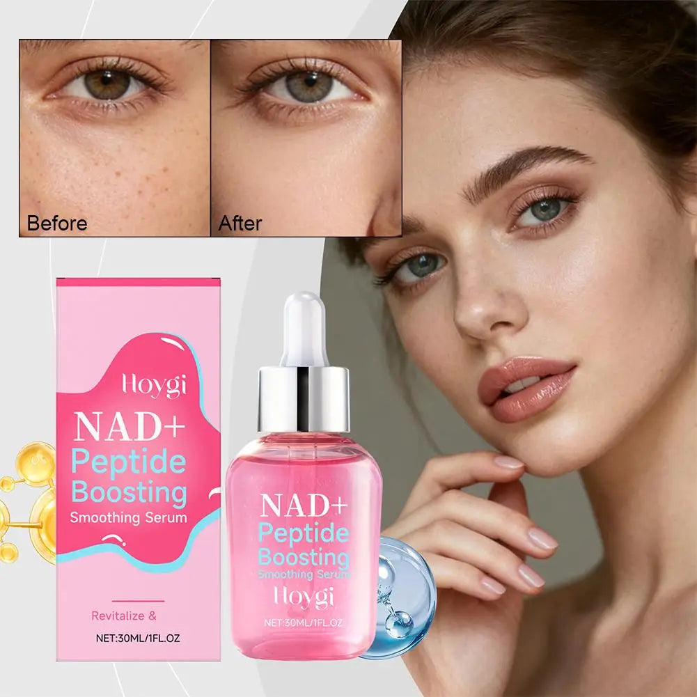 NAD+ Peptide Boosting Smoothing Serum Hyaluronic Acid Brightening Radiant Glow Face Essence Firming Hydrating Serum Peaceful Pleasures Health and Wellness