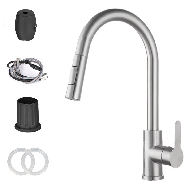 Pull-Out Kitchen Faucet Single Hole | Chrome & Black Mixer Tap