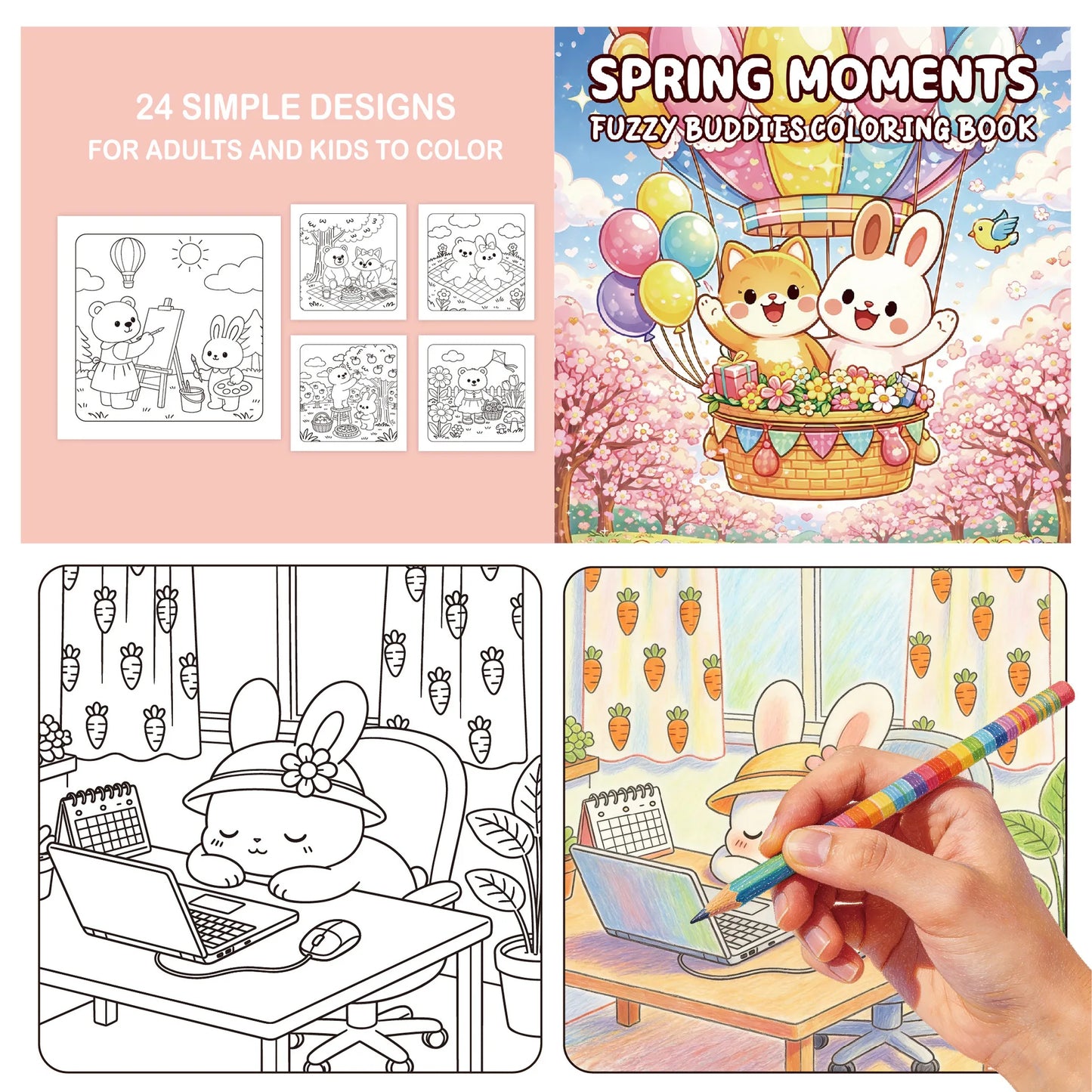 24 Page Cartoon Doodles Stress Relief Warmth Comfort Cute Pet Elf