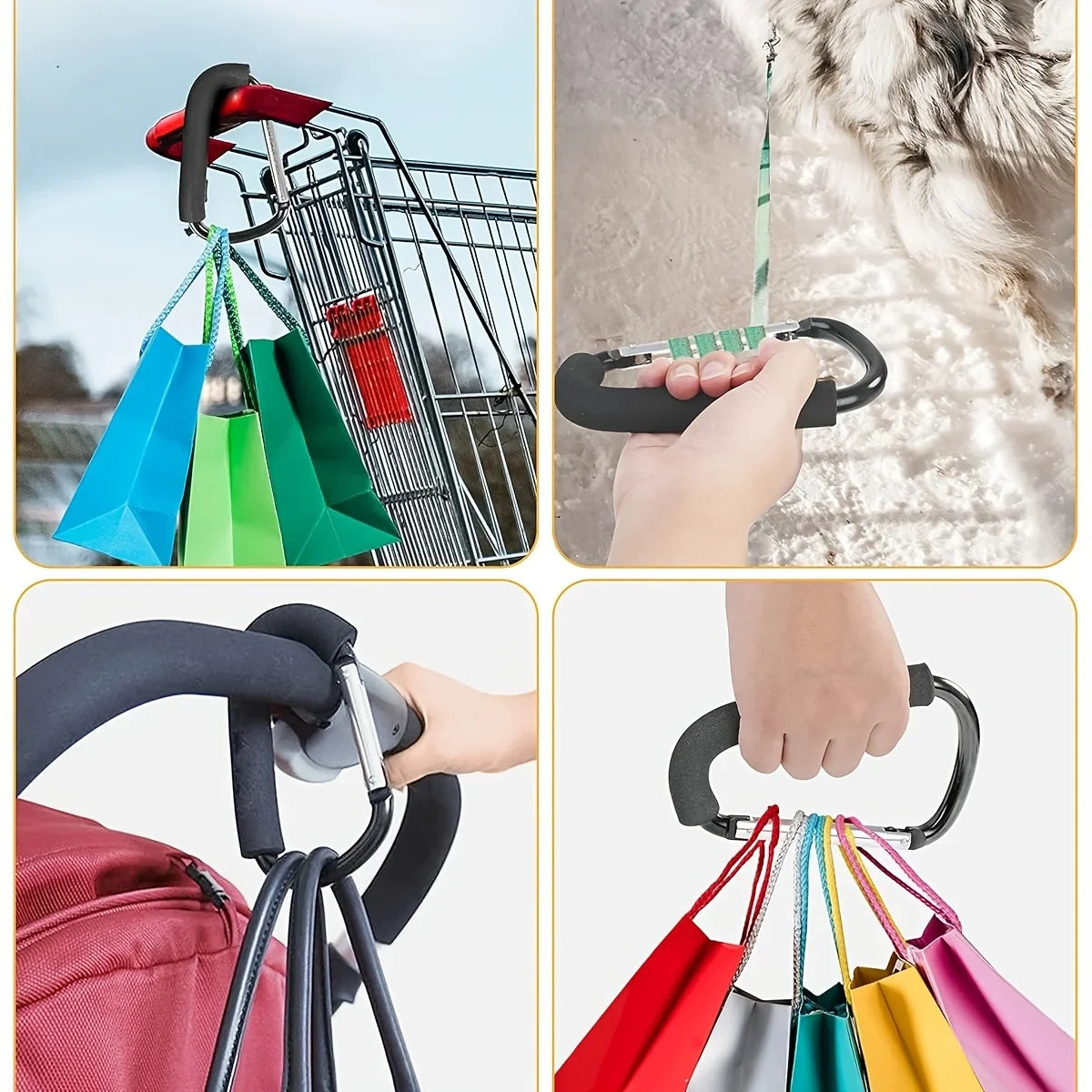 2-Pack Universal Baby Stroller Hooks – Bag Hanger Organizer